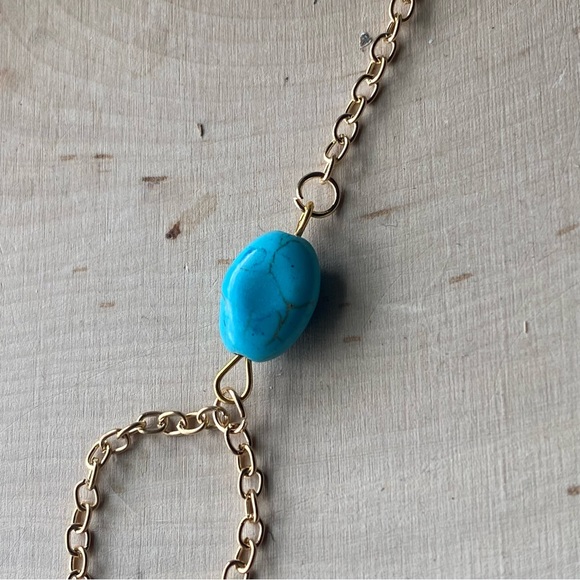 Gorgeous, Dainty Genuine Arizona Turquoise & Gold Plated Slave Bracelet - Picture 7 of 11